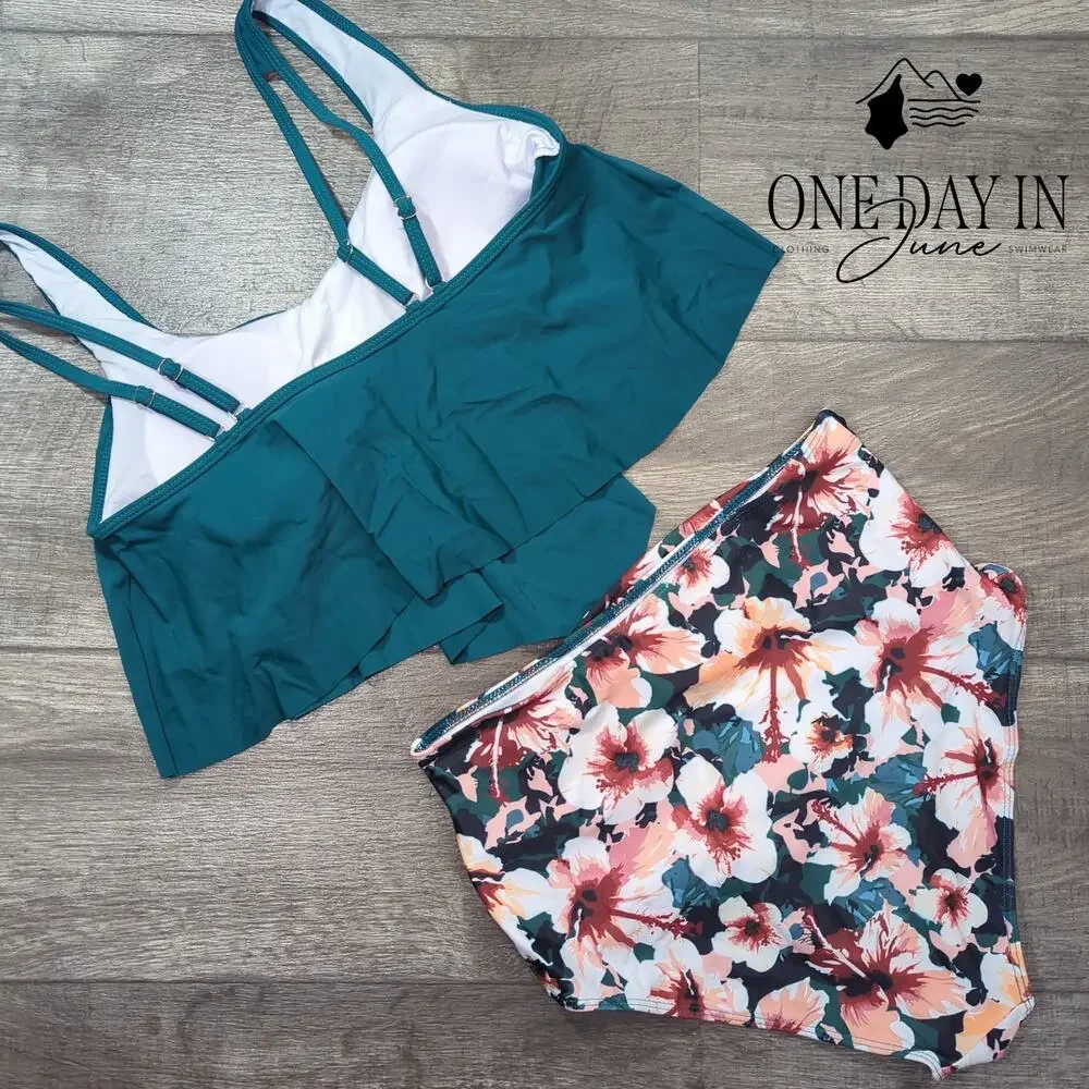 Edel Qual High Waist Flounce Bikini Swimsuit Size L